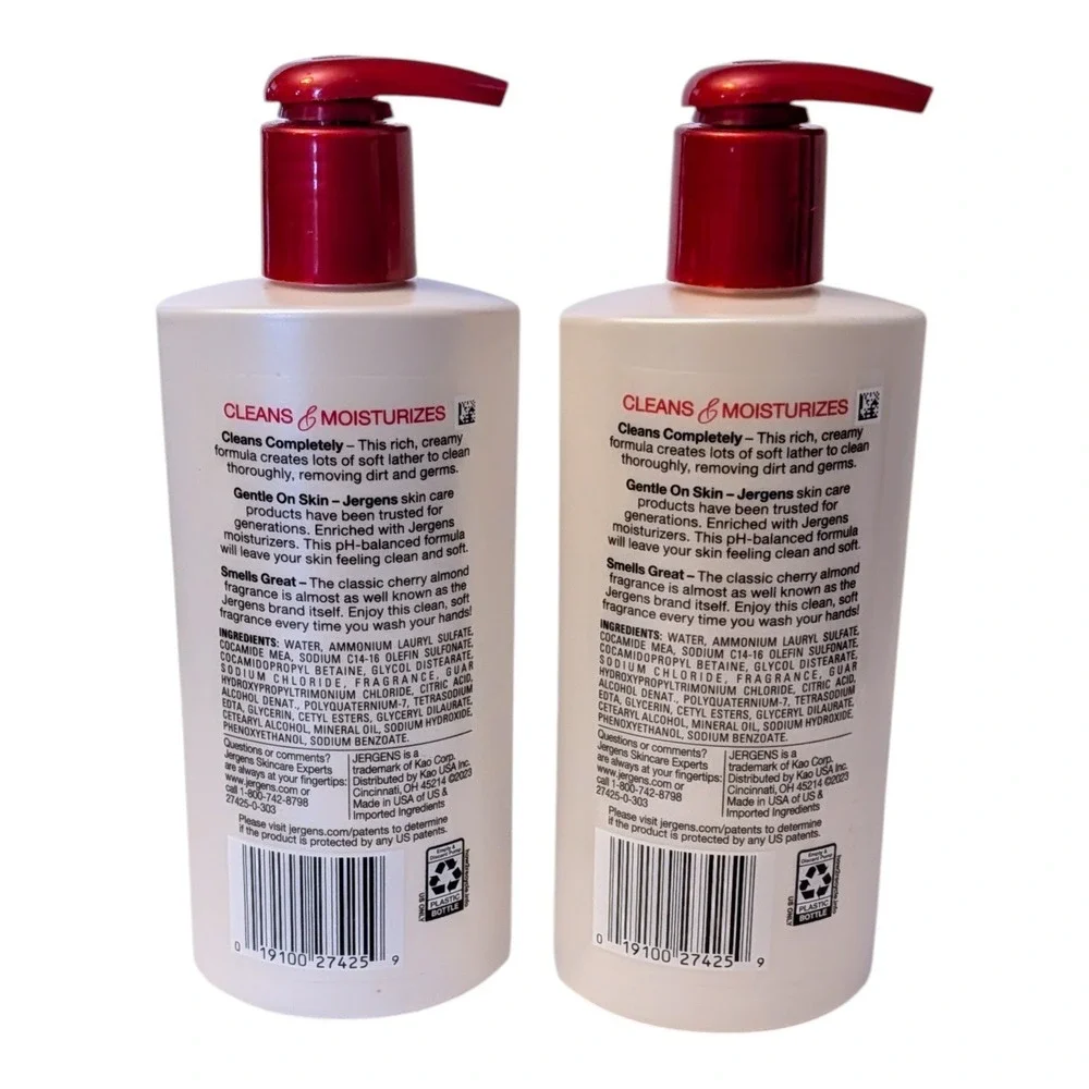 Jergens Extra Moisturizing Hand Wash Cherry Almond‎ 8.3 fl oz 2 Pack OLD VERSION
